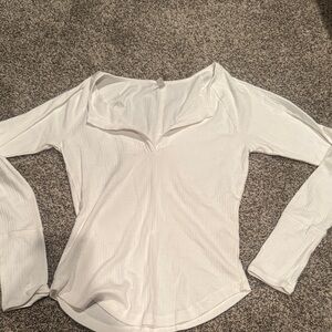 Free People Cream Long Sleeve Top